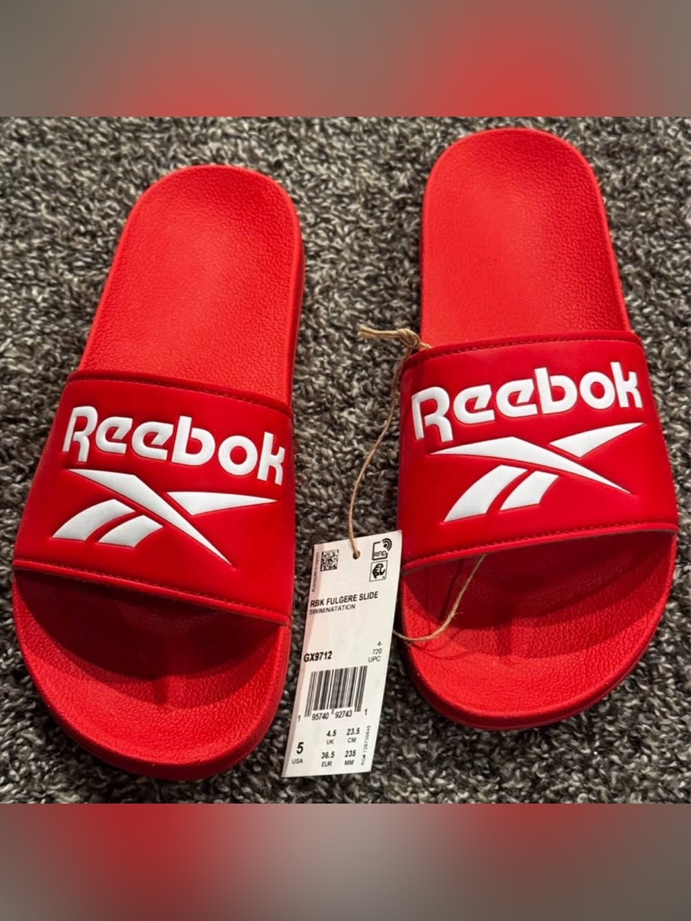 Reebok Kids Red Logo Slide Sandals